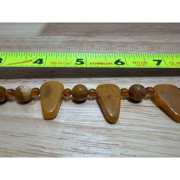 Vintage 19" Polished Beaded Agate Necklace and Earrings Set - Picture 13 of 16